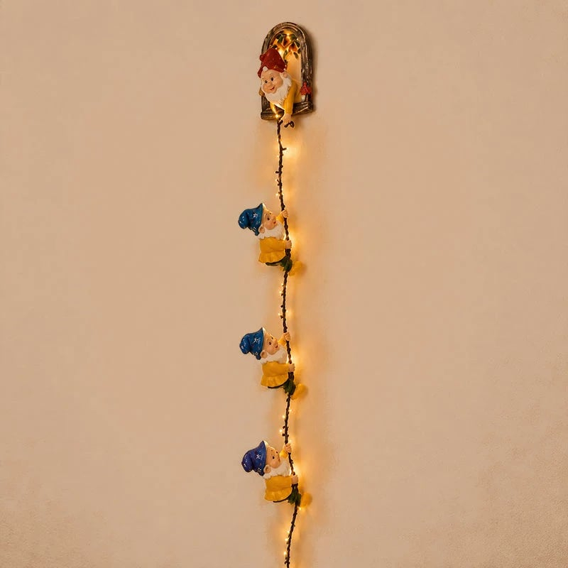 Handmade Climbing Gnome Christmas StringLights