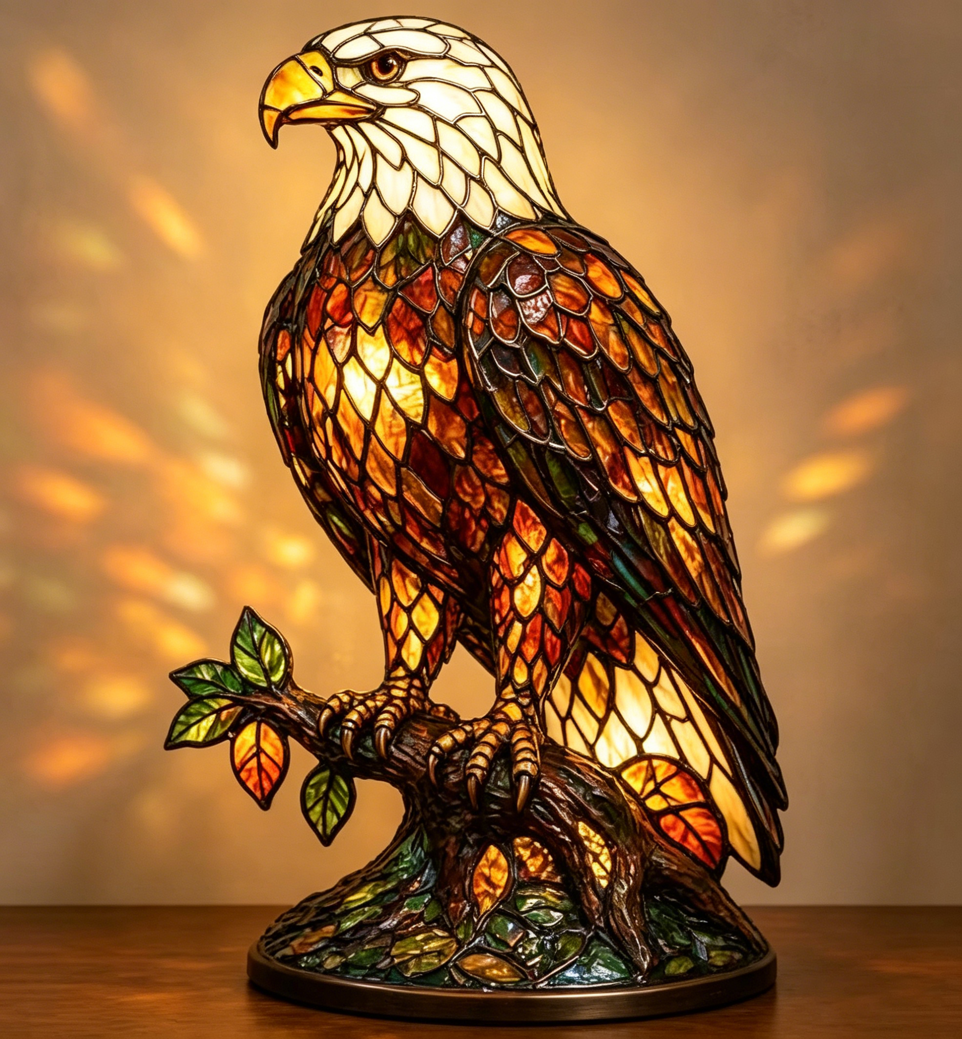 🇺🇸🦅 Bald Eagle Tiffany-Style Stained Glass Lamp – America 250th Anniversary Patriotic Gift for Veterans 🎁