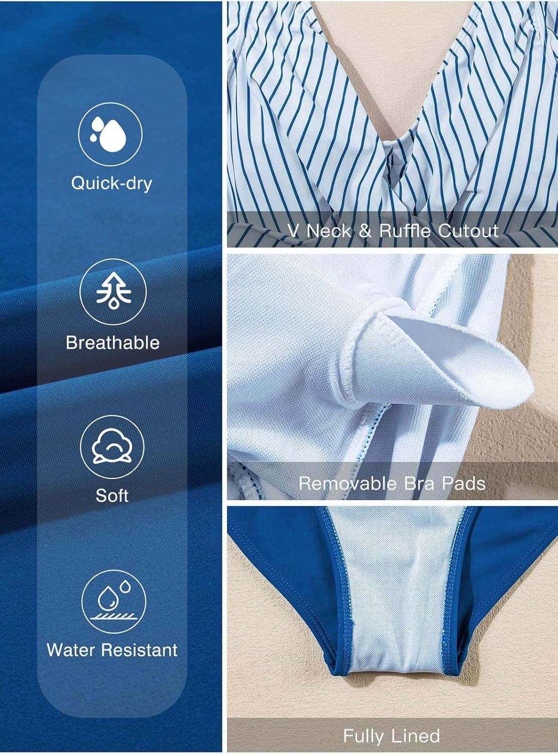 Women's One Piece Swimsuit Ruffle Cutout Swimdress Tummy Control V Neck Wrap Swimwear