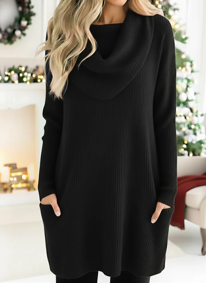 Cozy Retro Triangle Cowl Collar Knitted Sweater