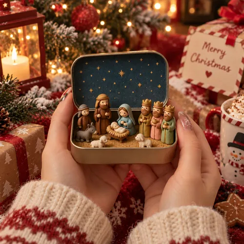 Mini Nativity Scene Keepsake Tin