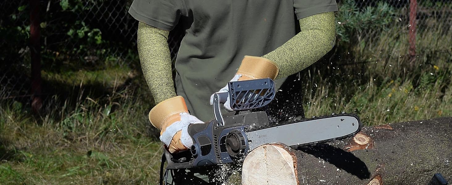 Schwer CORE Arm Protection Sleeves S081, ANSI A5 Cut Resistant Sleeves with Thumbhole, Flame Resistant Welding Sleeves for Work Kitchen, Farmer Sleeves for Gardening Arm Guards for Biting