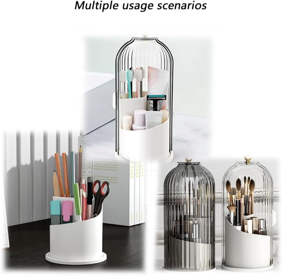 Sliding lid holder used as a makeup and vanity organiser