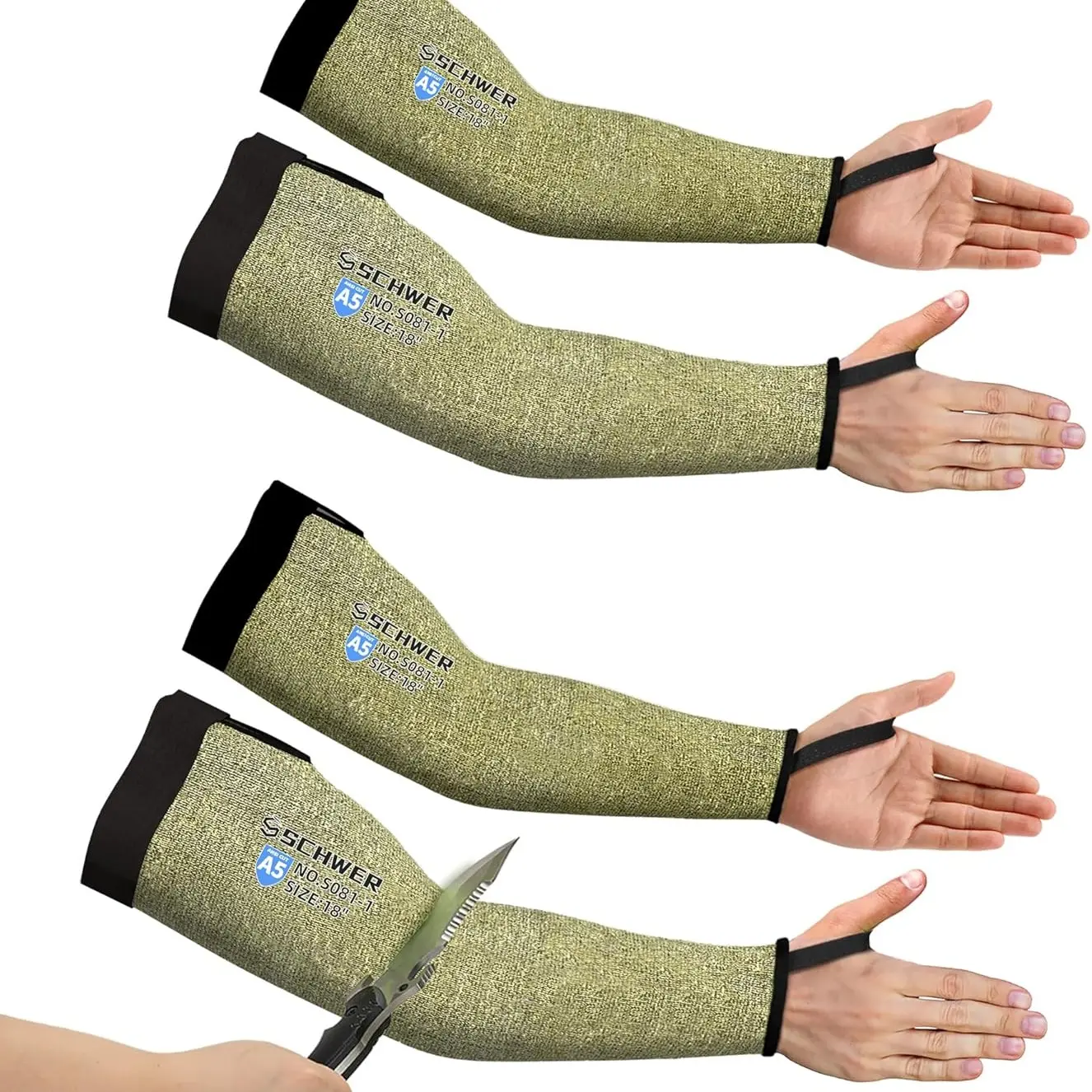 ANSI A5 Cut & Flame Resistant Schwer CORE S081 Arm Sleeves 🛡️🔥 Thumbhole Comfort Design, Full Arm Protection for Welding ⚒️, Kitchen 🍳 & Gardening 🌱