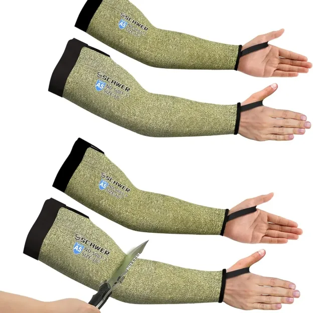 ANSI A5 Cut & Flame Resistant Schwer CORE S081 Arm Sleeves 🛡️🔥 Thumbhole Comfort Design, Full Arm Protection for Welding ⚒️, Kitchen 🍳 & Gardening 🌱