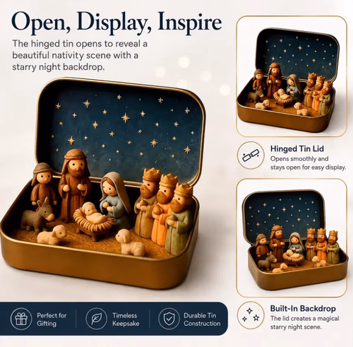 Mini Nativity Scene Keepsake Tin