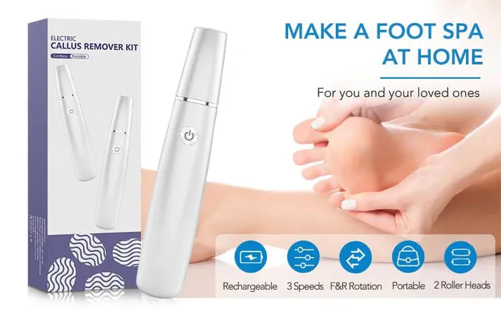 🥳2026 HOT SALE🥳💞50K+ SOLD!💥🎁✨ 50% OFF! Electric Feet Callus Remover – 360° roller, 3 speeds. Safe for dry & wet use. USB rechargeable, 100 mins runtime. Baby‑soft feet at home. 🦶💨