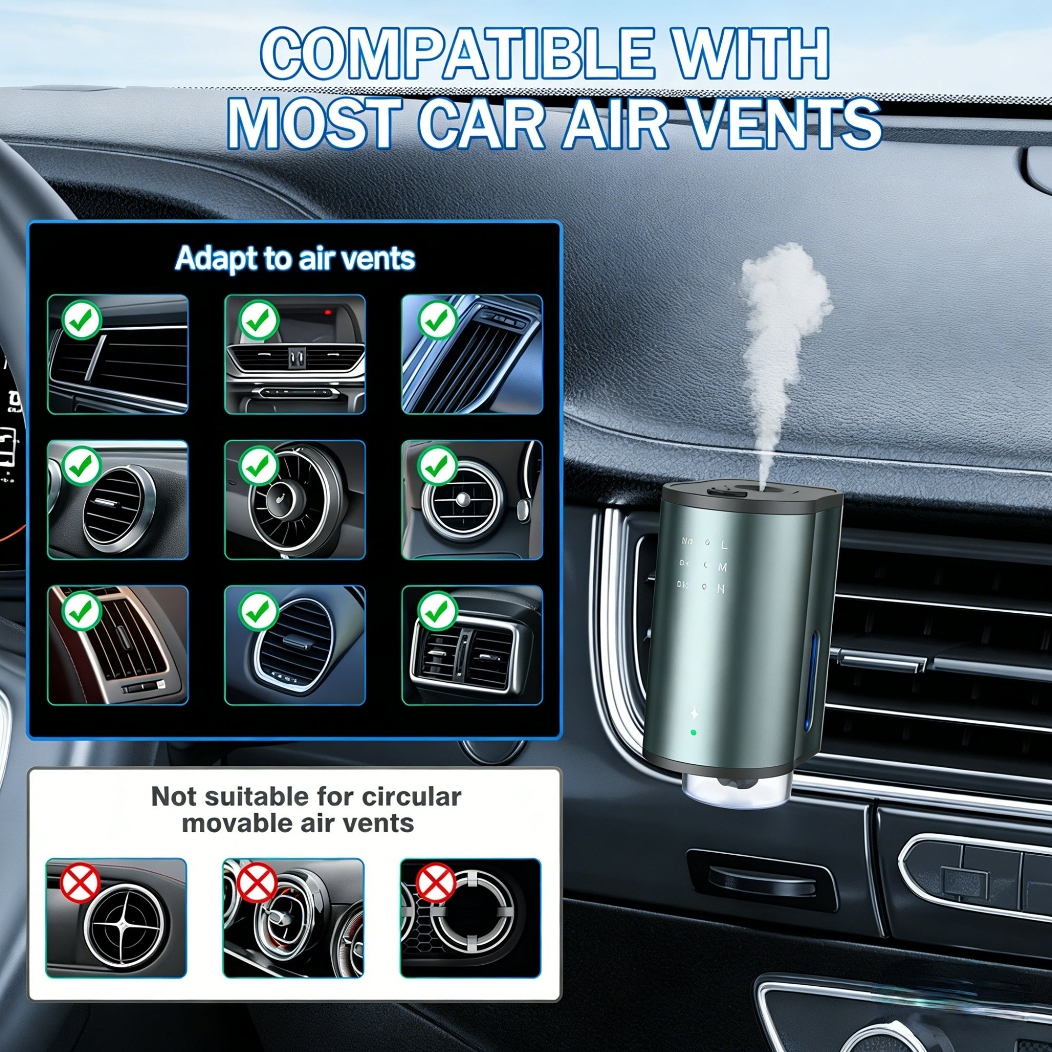 Auto-Aromatherapy Smart Car Air Freshener Diffuser with 3 Scent Options