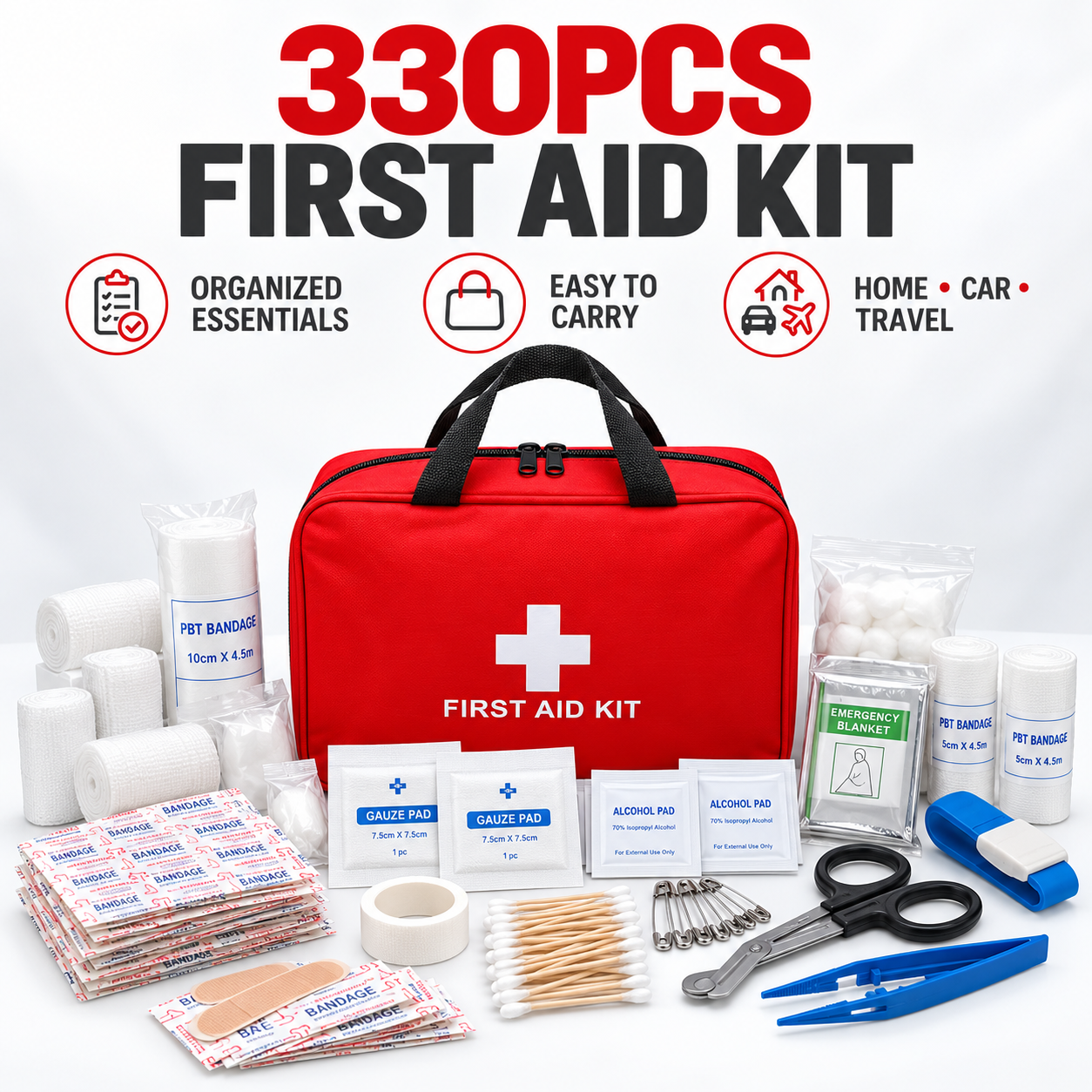 330 Piece Waterproof Emergency First Aid Kit