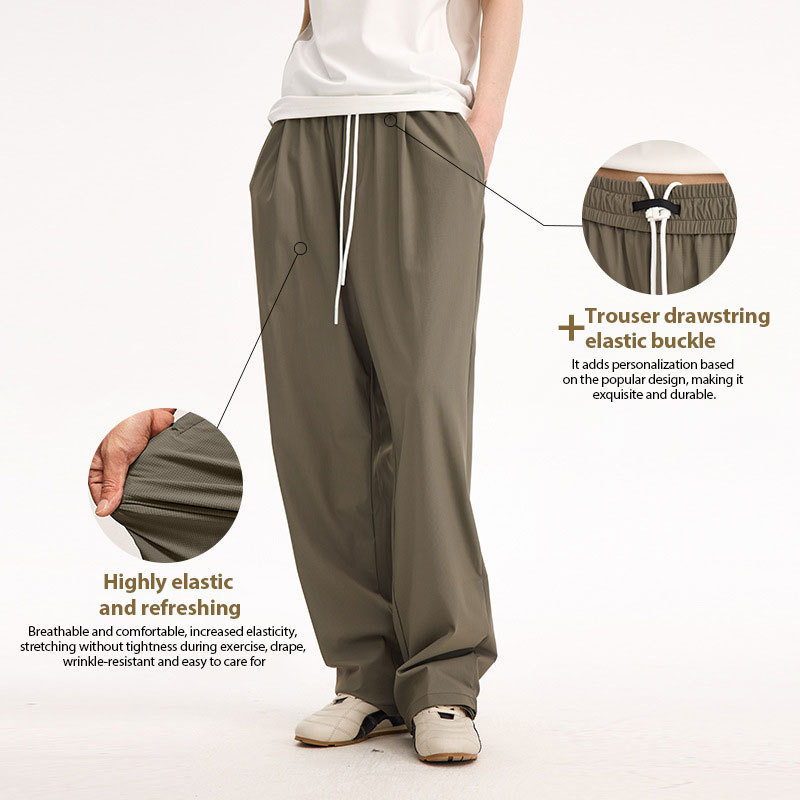 Plaid quick-drying air-conditioning pants high elastic cool loose sports casual straight pants men and women 2025 spring and summer new