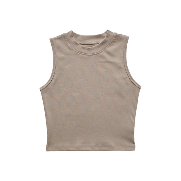 Shoulder slim fit Lycra cotton American style hot girl female skin-friendly solid color elastic basic top round neck short-sleeved T-shirt