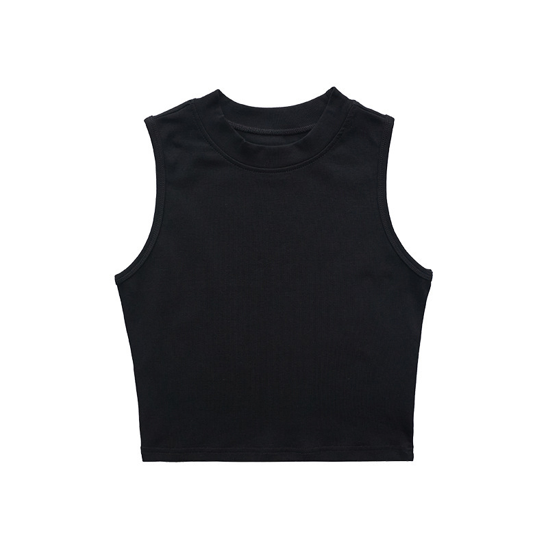 Shoulder slim fit Lycra cotton American style hot girl female skin-friendly solid color elastic basic top round neck short-sleeved T-shirt