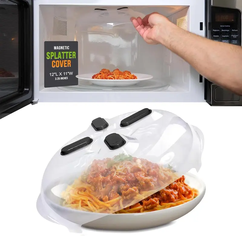 🧲 HoverCover™ Magnetic Microwave Splatter Cover