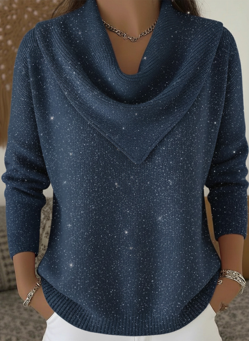 🎄 CLEARANCE SALE🔥 Vintage Soft Triangle Neck Sequined Shiny Sweater Top