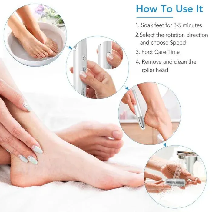 🥳2026 HOT SALE🥳💞50K+ SOLD!💥🎁✨ 50% OFF! Electric Feet Callus Remover – 360° roller, 3 speeds. Safe for dry & wet use. USB rechargeable, 100 mins runtime. Baby‑soft feet at home. 🦶💨