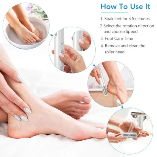 🥳2026 HOT SALE🥳💞50K+ SOLD!💥🎁✨ 50% OFF! Electric Feet Callus Remover – 360° roller, 3 speeds. Safe for dry & wet use. USB rechargeable, 100 mins runtime. Baby‑soft feet at home. 🦶💨