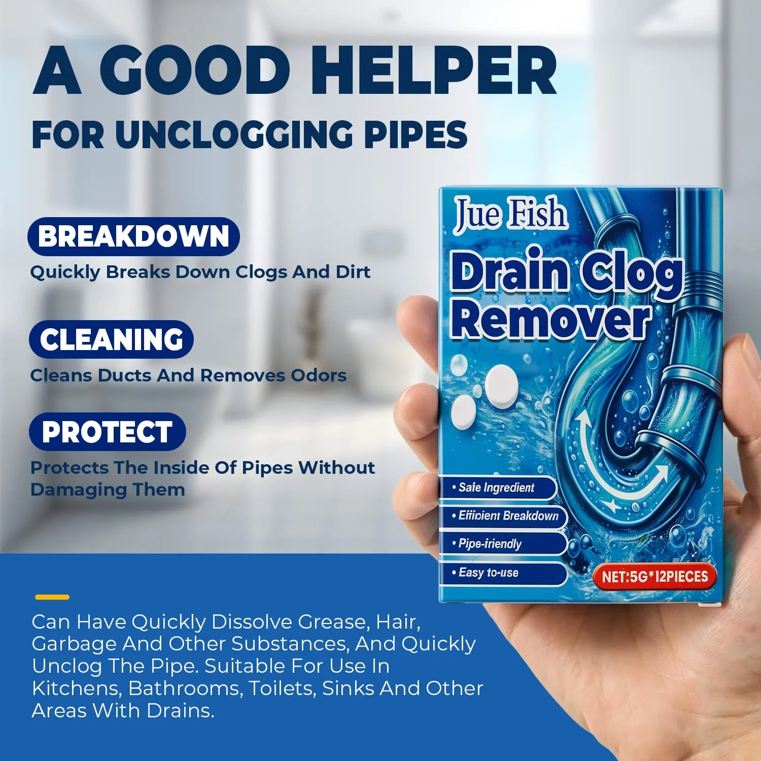 🔥LAST DAY 50% OFF -Quick-Dissolving Drain Clog Remover