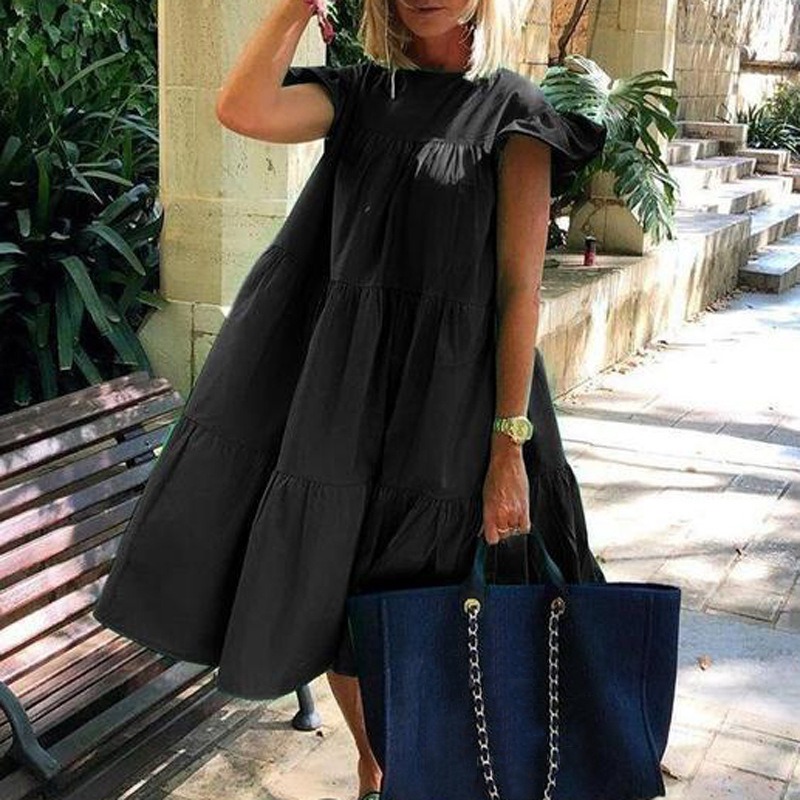 Casual stitching leopard print loose round neck short sleeve T-shirt f