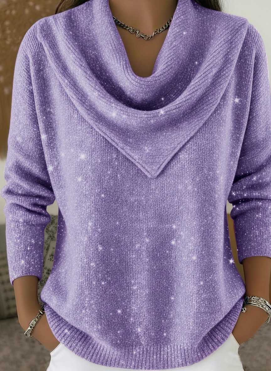 🎄 CLEARANCE SALE🔥 Vintage Soft Triangle Neck Sequined Shiny Sweater Top