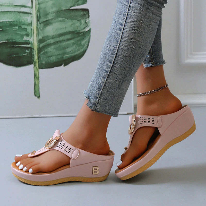 Women's Leather Wedge Slide Sandals(Buy Two Free Shipping)