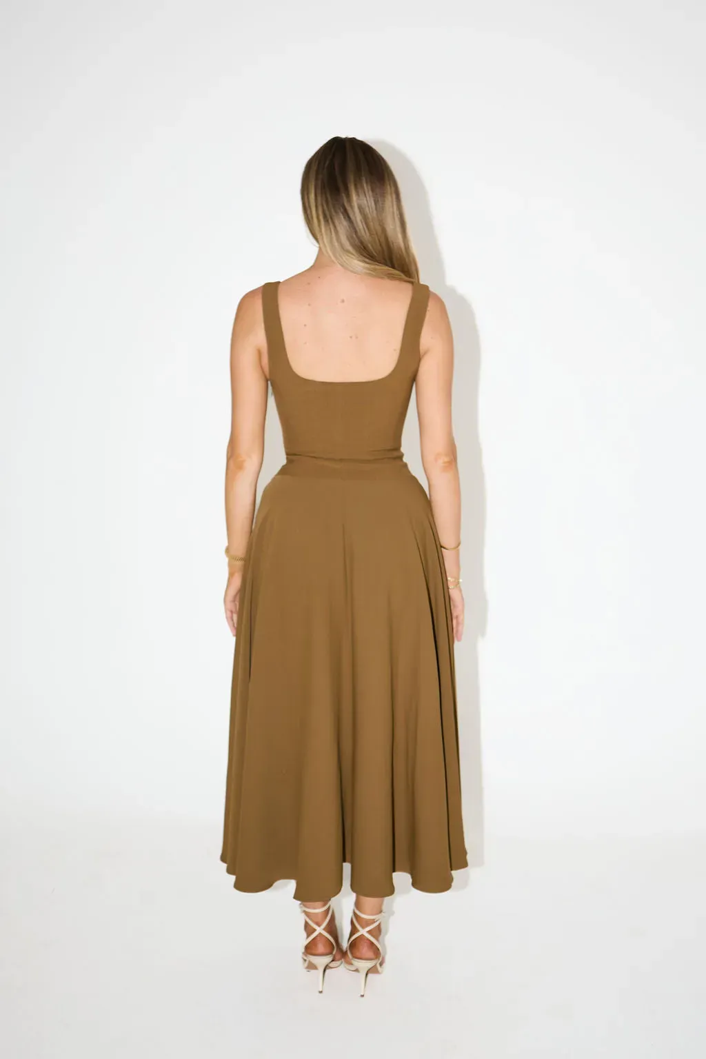 Muse Low Waist Square Neck Midi Dress🍀（Environmentally friendly materials）🍀