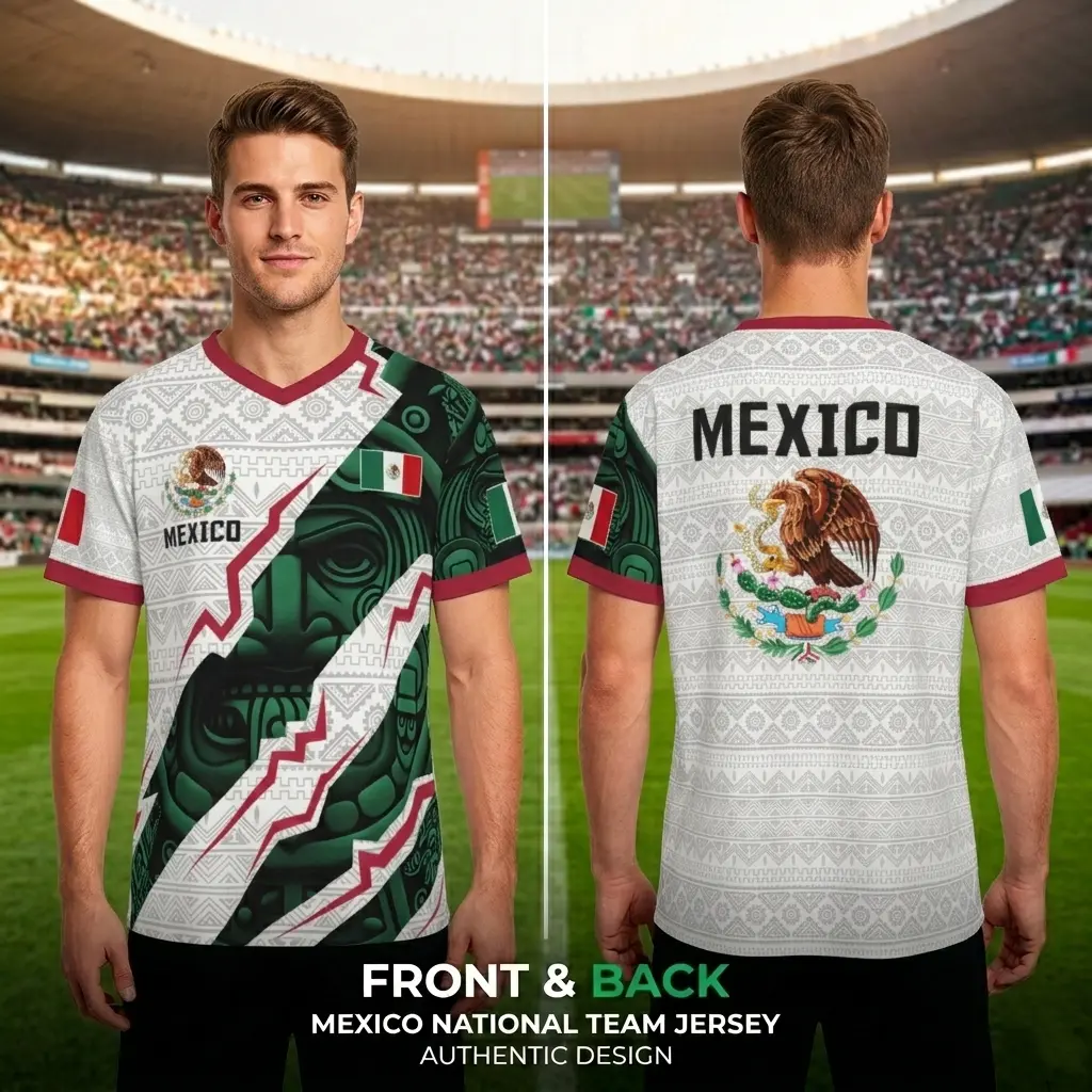 2026 New Mexican Soccer Jersey , Men's Mexico Aztec Calendar Style Jerseys, Soccer Lover Gift, 2026 V-Neck Football Jersey for Player and Fans