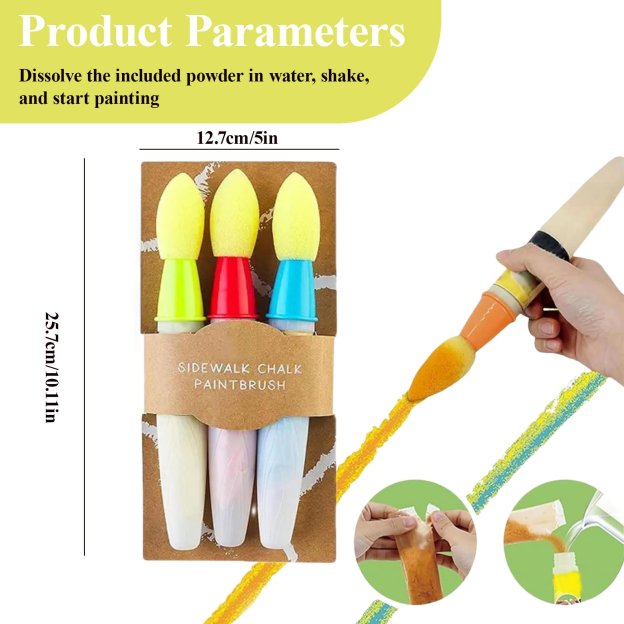 🎨 Reusable Sidewalk Chalk Paint Brushes for Kids 🖌️ – Multicolor Washable Brushes with Liquid for DIY Outdoor Art & Fun 🌈