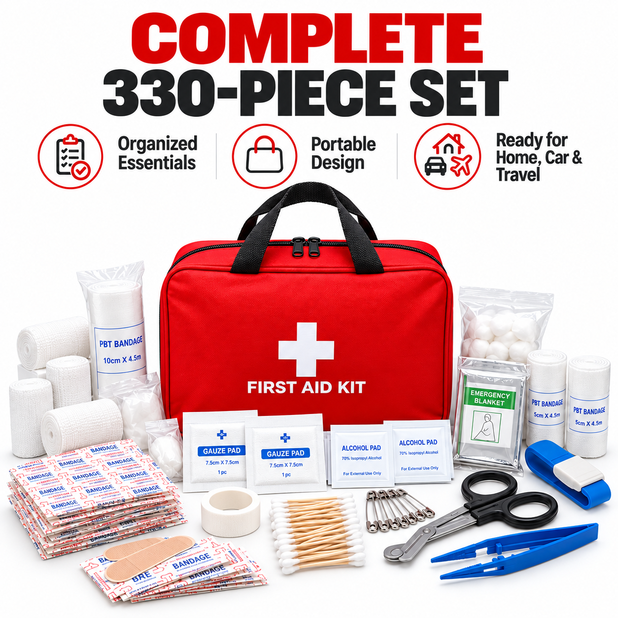 330 Piece Waterproof Emergency First Aid Kit