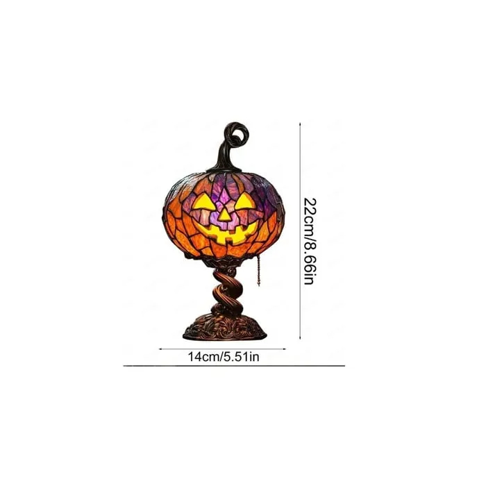 🔥HOT SALE🔥🎃 Halloween Pumpkin Glow Lamp – Vintage Stained-Glass-Style Table Light