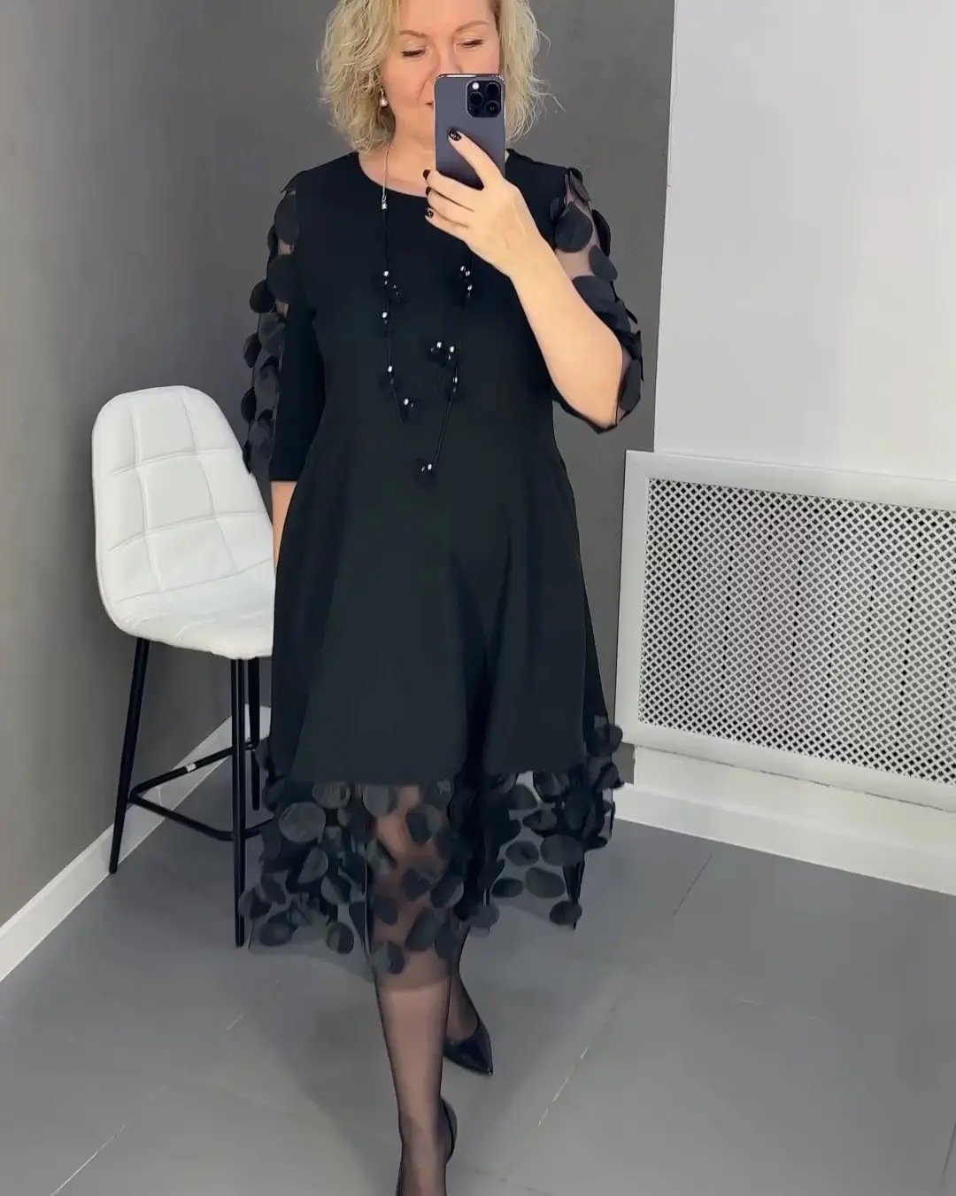 49% OFF-Plus Size Flared Dress with Dots Decor