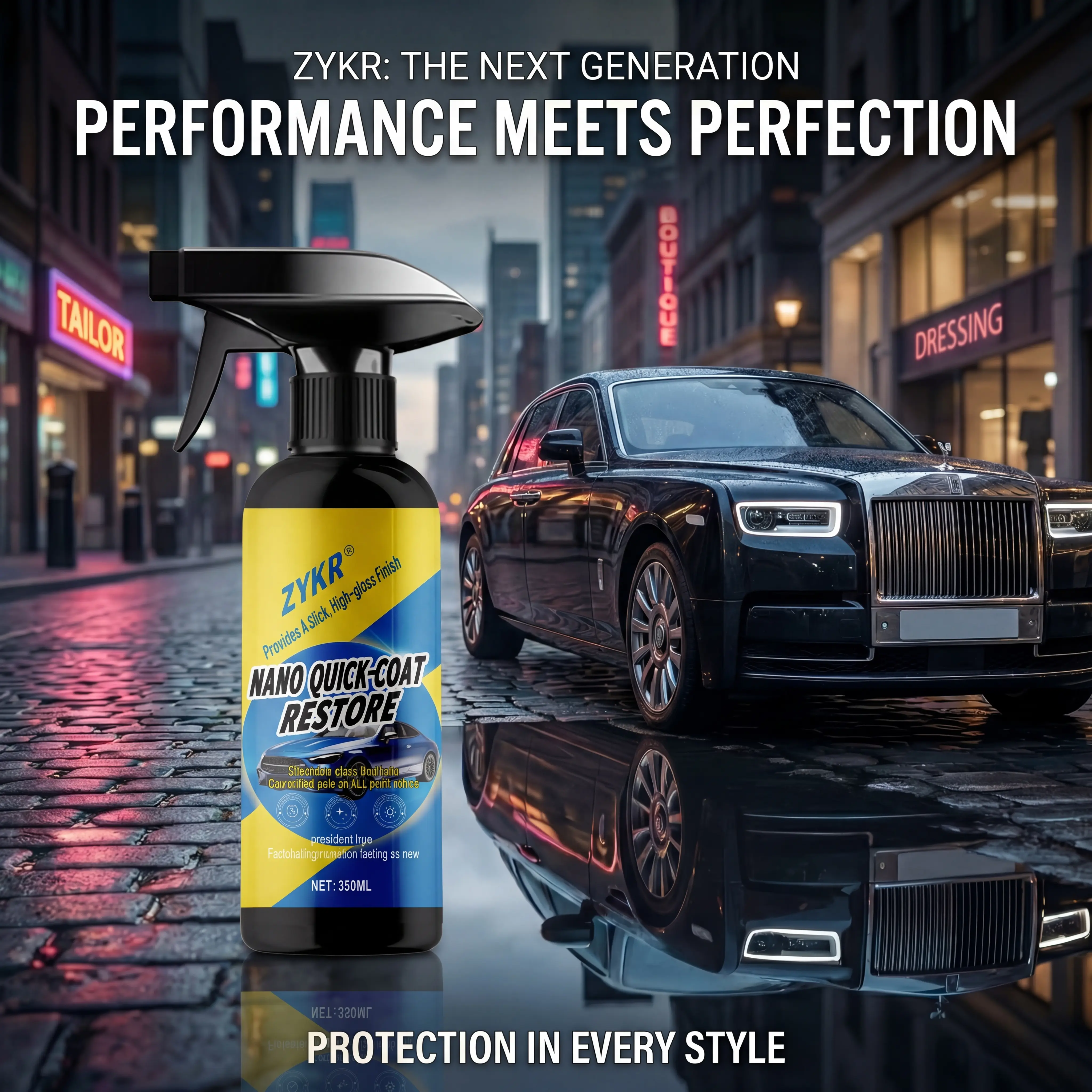 ZYKR Automotive Nano Coating Repair Agent - Spray Coating - Advanced Automotive Coating Agent - With Dust and Water Repellent Properties - Long-lasting and Durable with Gloss, Suitable for Continuous Use. 350 milliliters.