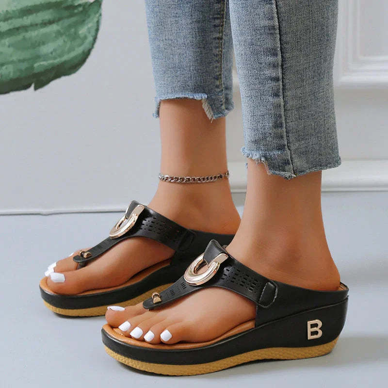 Women's Leather Wedge Slide Sandals(Buy Two Free Shipping)