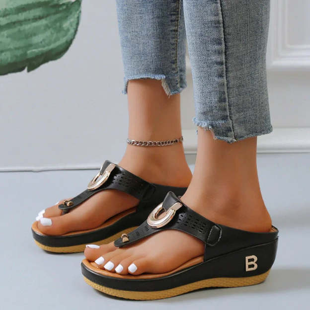 Women's Leather Wedge Slide Sandals(Buy Two Free Shipping)