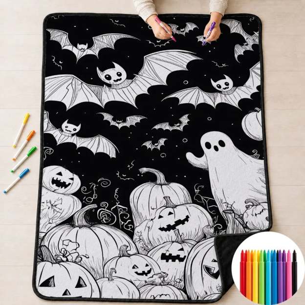 🎃Halloween Themed DIY Colour-In Blanket Kit for Kids🌈🖋️Comes with Fabric Markers
