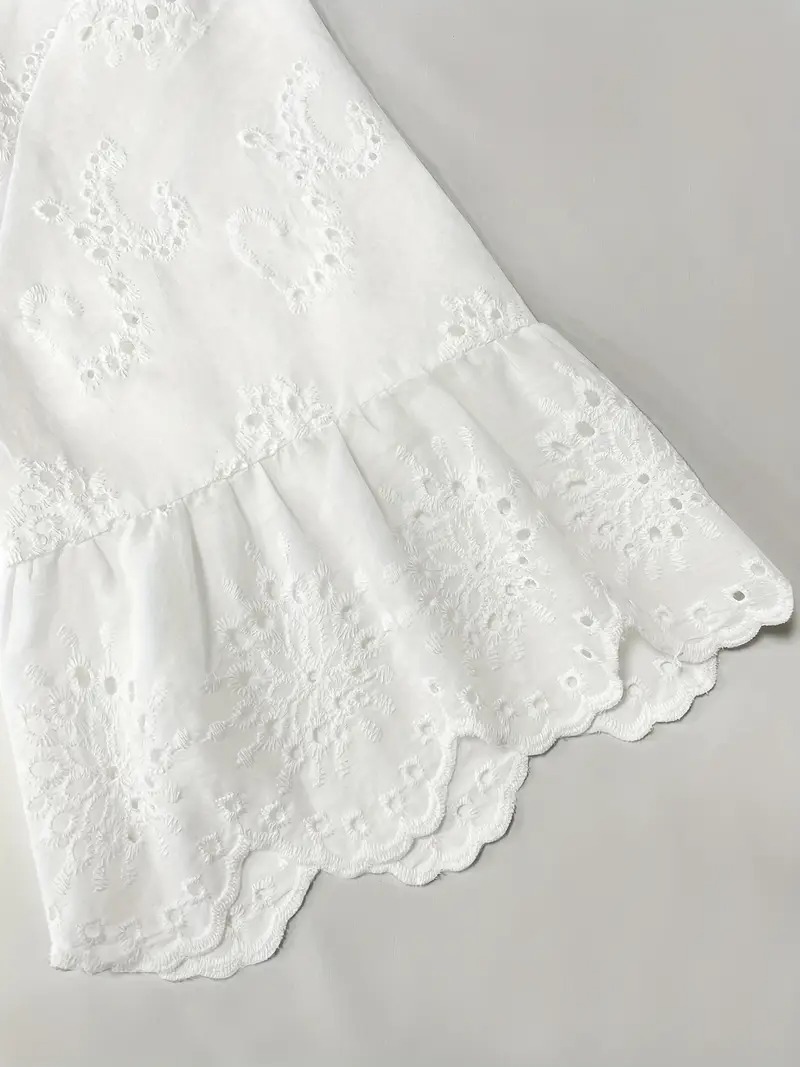 Women'S Plus Size Black Lace Long Sleeve V-Neck Blouse - Sexy Hollow-Out Design, Flared Bell Sleeves, Casual Summer Shirt for Vacation or Casual Attire, Versatile Blouse | Lace Detailing Shirt | Nonstretch Fabric