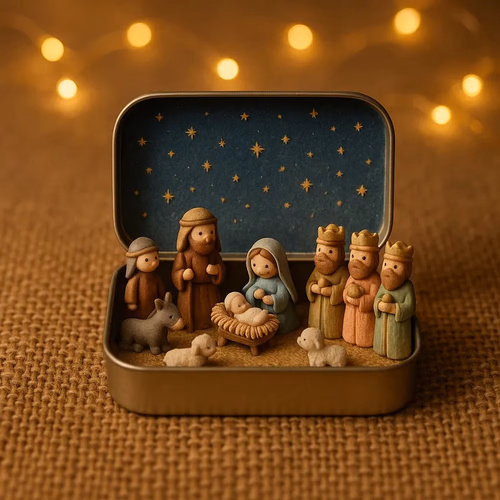 Mini Nativity Scene Keepsake Tin