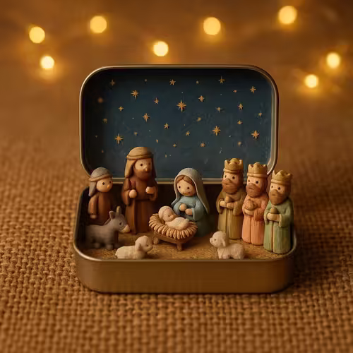 Mini Nativity Scene Keepsake Tin