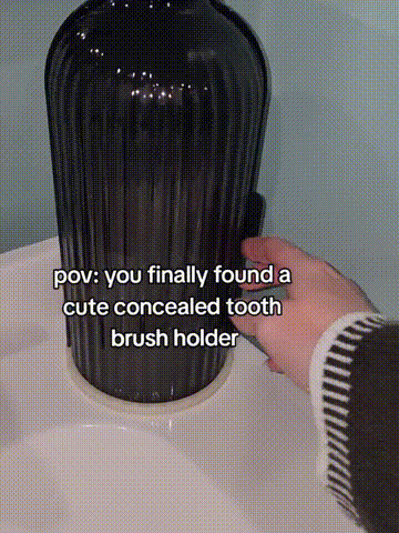 Sliding lid toothbrush holder opening and closing