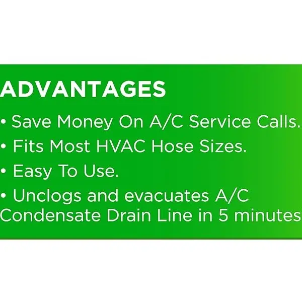 EZVAC AC Drain Line Cleaner – Unclog & Clean HVAC Lines 💨 Universal Fit with Clear Visibility 🚿