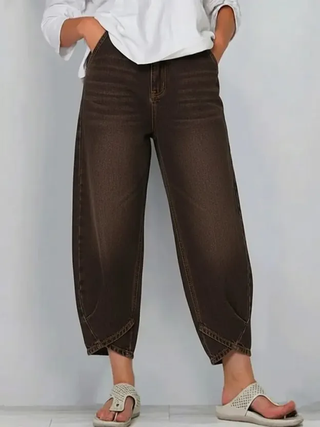 Women's Casual Simple Denim Cotton Pants