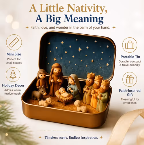 Mini Nativity Scene Keepsake Tin