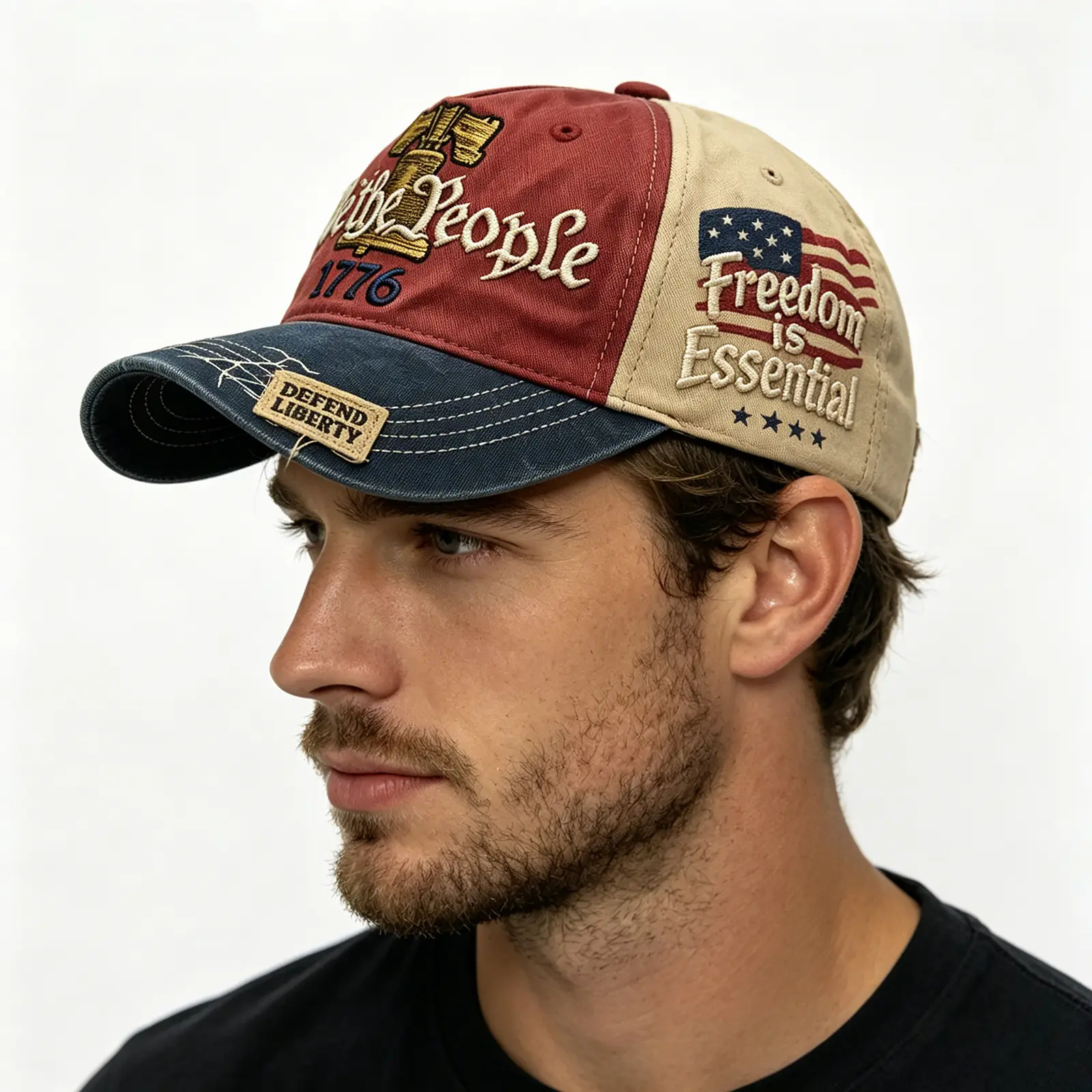 GYNLEUX America 250th Anniversary 1776-2026 Embroidered Baseball Cap for Men Vintage Washed Gray Relaxed Fit Daily Casual Outdoor Spring Summer Fall Headwear with Liberty Bell & American Flag Decorations
