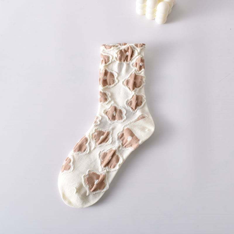 5 Pairs Women's Elegant Embossed Floral Cotton Socks