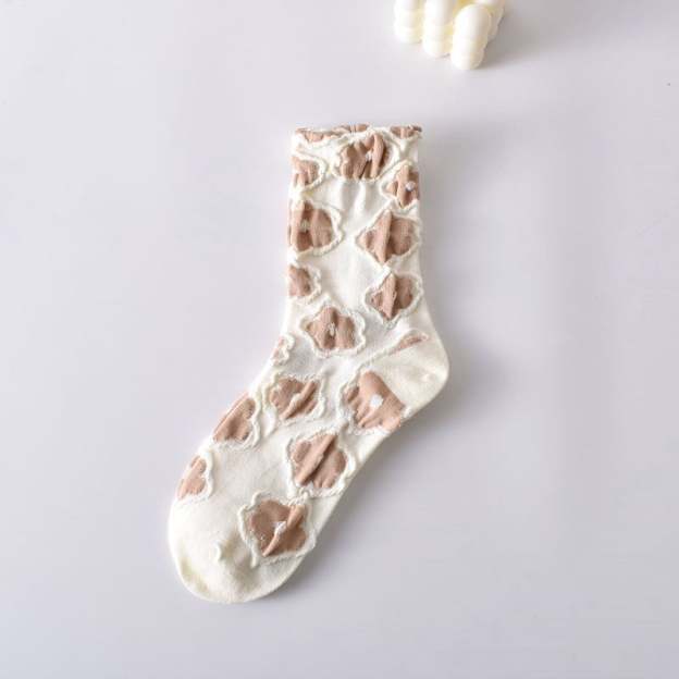 5 Pairs Women's Elegant Embossed Floral Cotton Socks