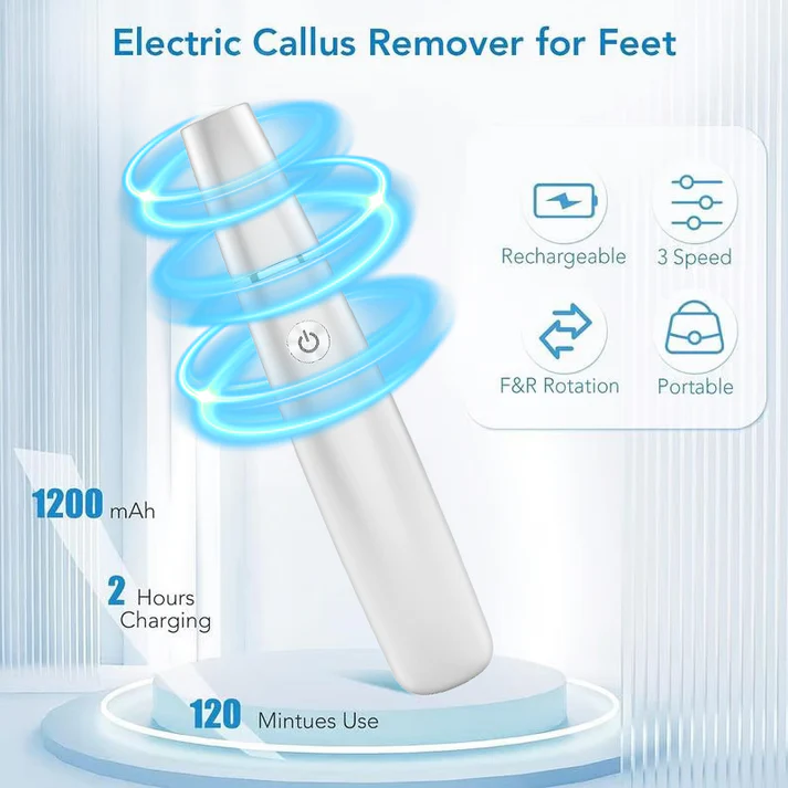 🥳2026 HOT SALE🥳💞50K+ SOLD!💥🎁✨ 50% OFF! Electric Feet Callus Remover – 360° roller, 3 speeds. Safe for dry & wet use. USB rechargeable, 100 mins runtime. Baby‑soft feet at home. 🦶💨