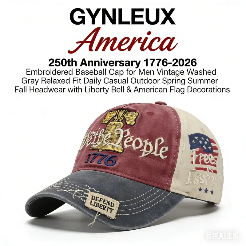 🎉 2026 Hot Sale! 🔥 GYNLEUX 250th Anniversary Baseball Cap – Embroidered Liberty Bell & American Flag 🇺🇸