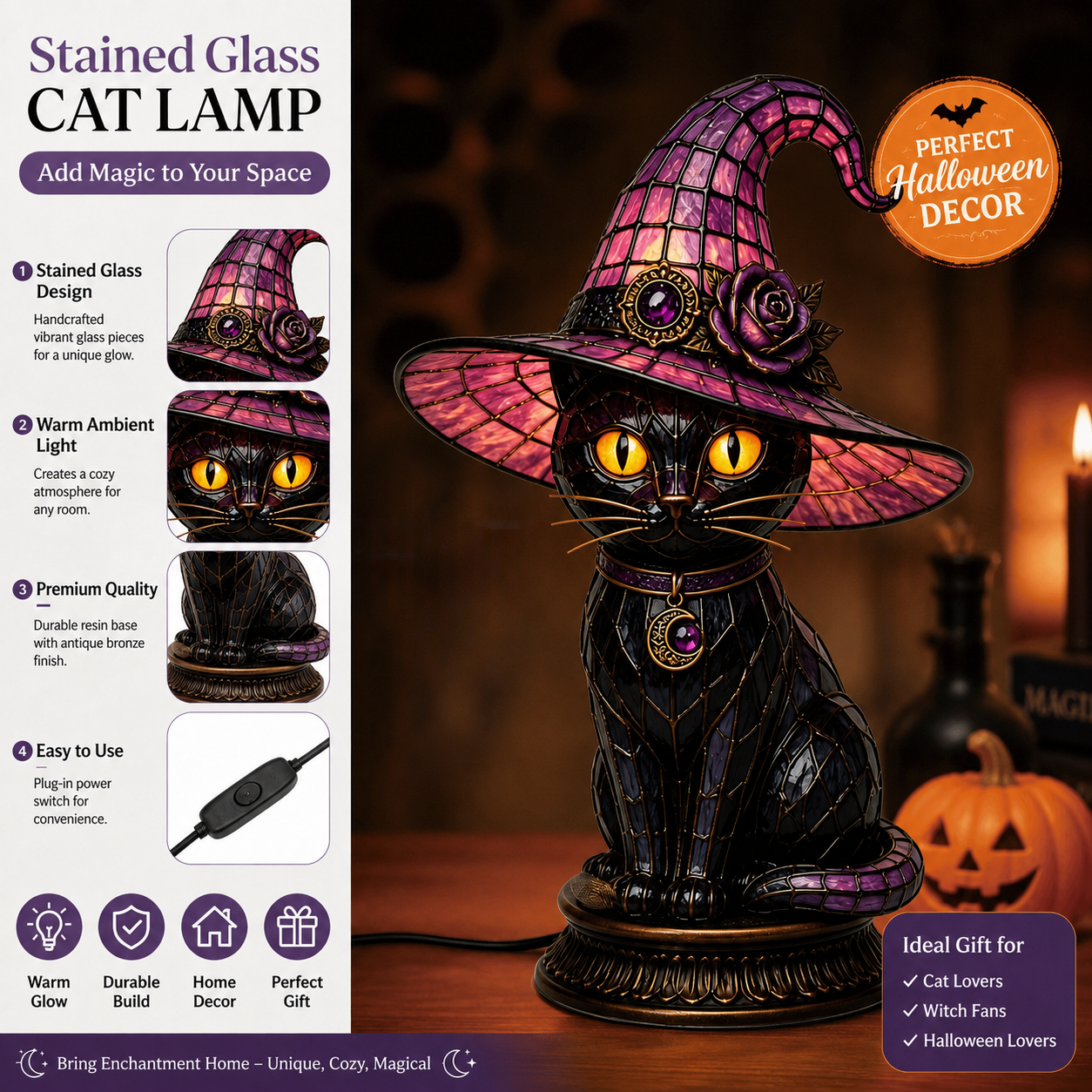 Halloween Witch Hat Night Light Decor