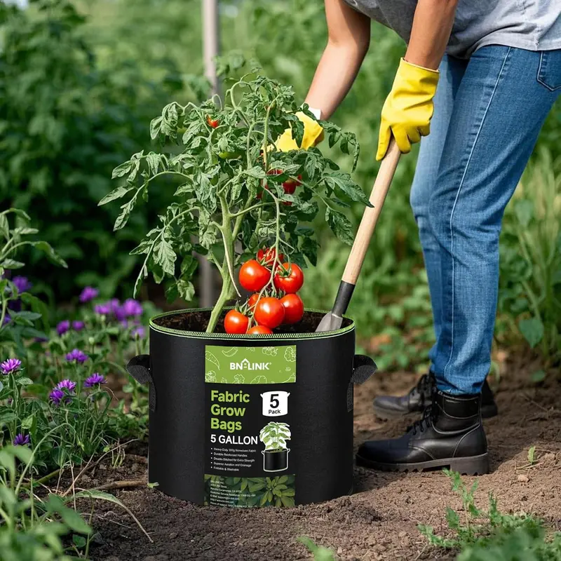 5 Gallon Grow Bags with Handles 🌱 | Heavy-Duty Breathable Fabric Pots | Thickened Nonwoven Planters for Vegetables, Flowers & Fruits