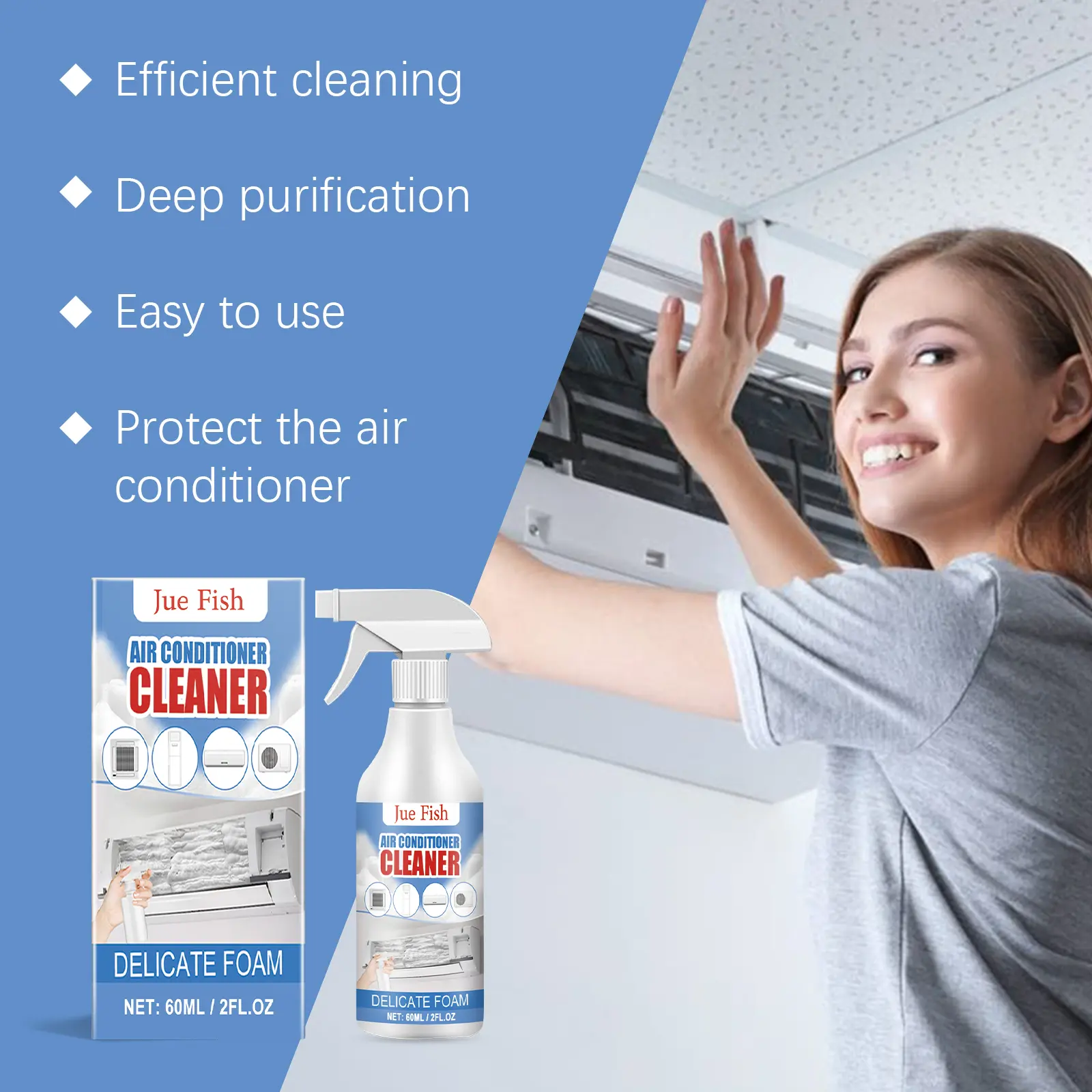 Air Conditioner Cleaner, Household Air Conditioner Hang-Up, Non-Dismantling, Odorless Descaling, Foam Air Conditioner Cleaning