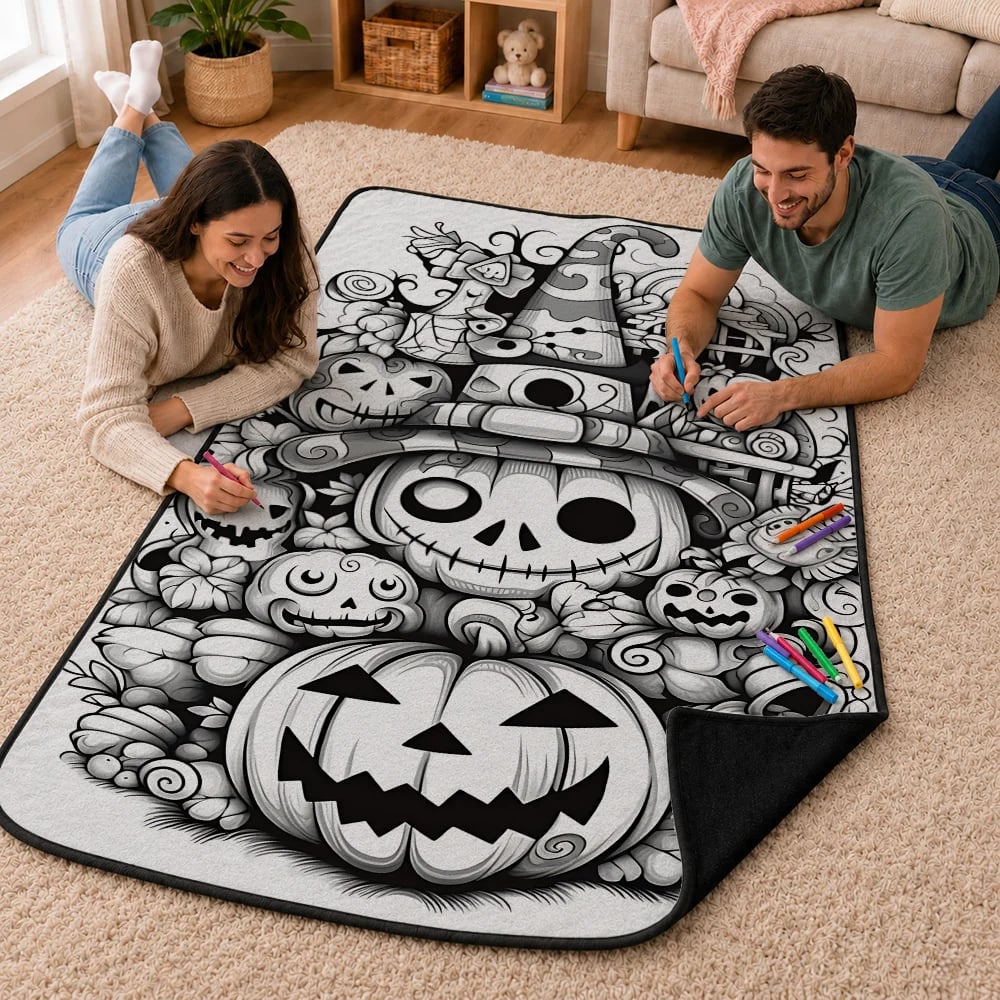 🎃Halloween Themed DIY Colour-In Blanket Kit for Kids🌈🖋️Comes with Fabric Markers